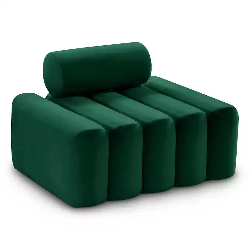 Fauteuil d'appoint en velours avec capitonnage profond, design contemporain sans accoudoirs