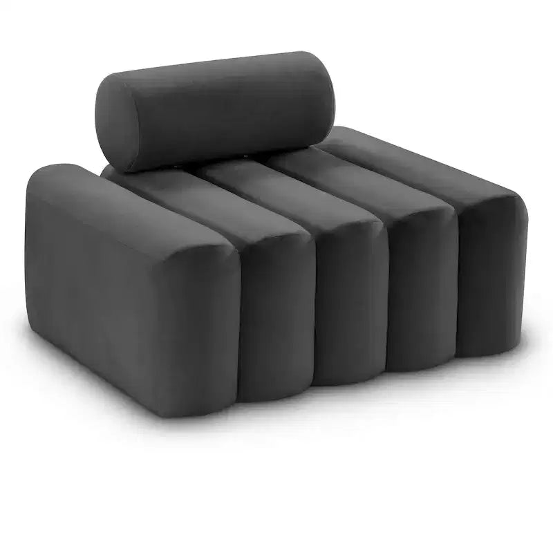Fauteuil d'appoint en velours avec capitonnage profond, design contemporain sans accoudoirs