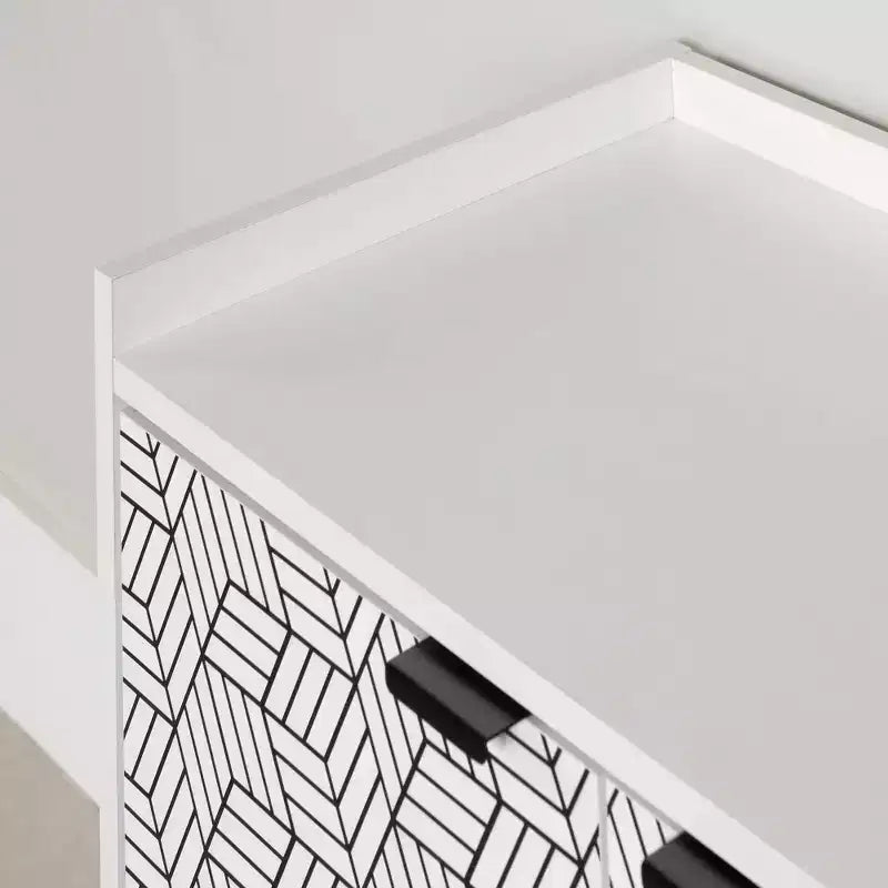 Commode à 5 tiroirs, panneaux de particules stratifiés avec dispositif anti-basculement