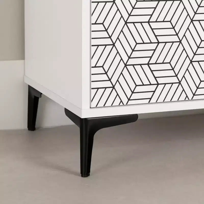 Commode à 5 tiroirs, panneaux de particules stratifiés avec dispositif anti-basculement
