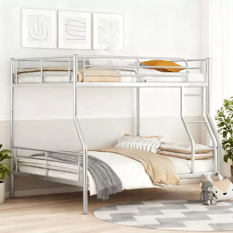 Lit superposé double XL sur grand lit, cadre en métal avec garde-corps de sécurité, séparable en deux lits individuels