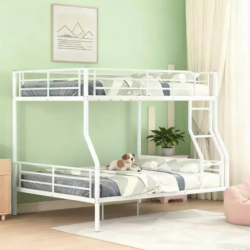 Lit superposé double XL sur grand lit, cadre en métal avec garde-corps de sécurité, séparable en deux lits individuels