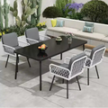 Lot de 4 chaises de salle à manger - Structure en métal, pour intérieur, jardin, balcon, terrasse,