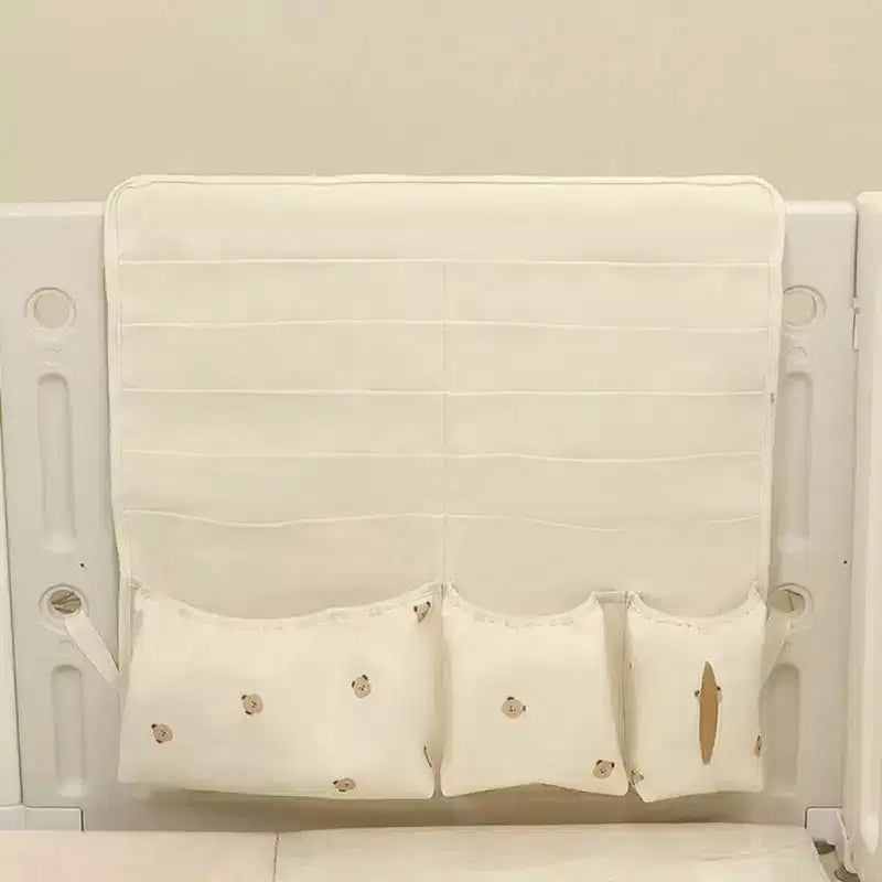 Organisateur suspendu avec rangement multi-poches et accents à motifs mignons, 28x25cm - Beige clair