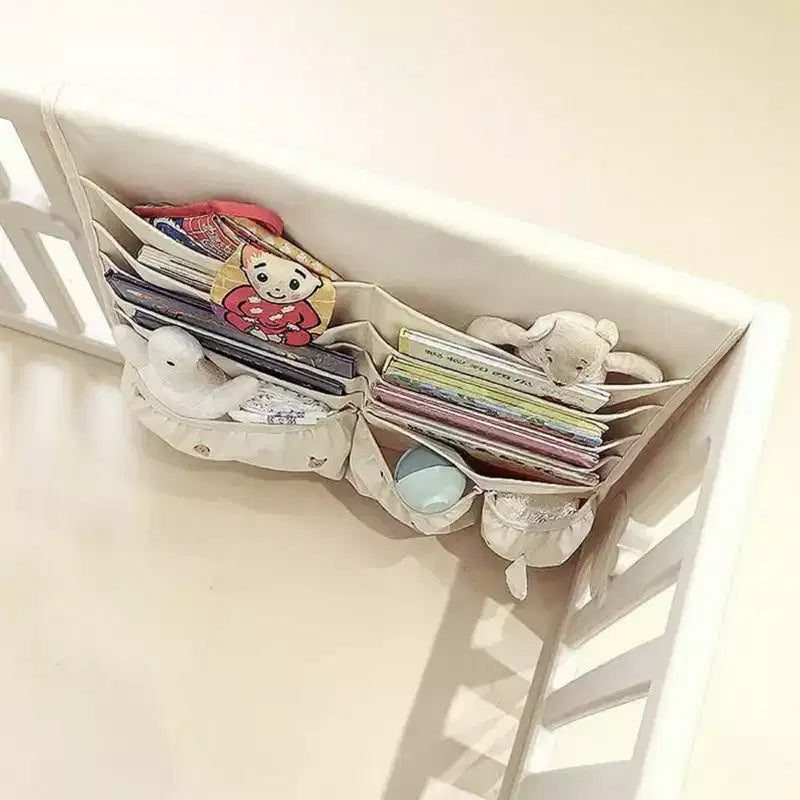 Organisateur suspendu avec rangement multi-poches et accents à motifs mignons, 28x25cm - Beige clair