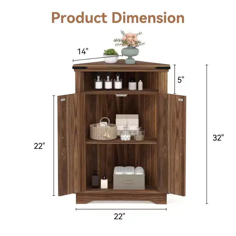 Meuble d'angle rustique avec porte coulissante de style grange, unité de rangement avec étagère réglable pour salle de bain, cuisine, salon, entrée