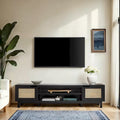 Meuble TV scandinave en rotin synthétique avec porte Middlebrook Designs