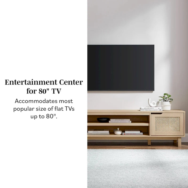 Meuble TV scandinave en rotin synthétique avec porte Middlebrook Designs