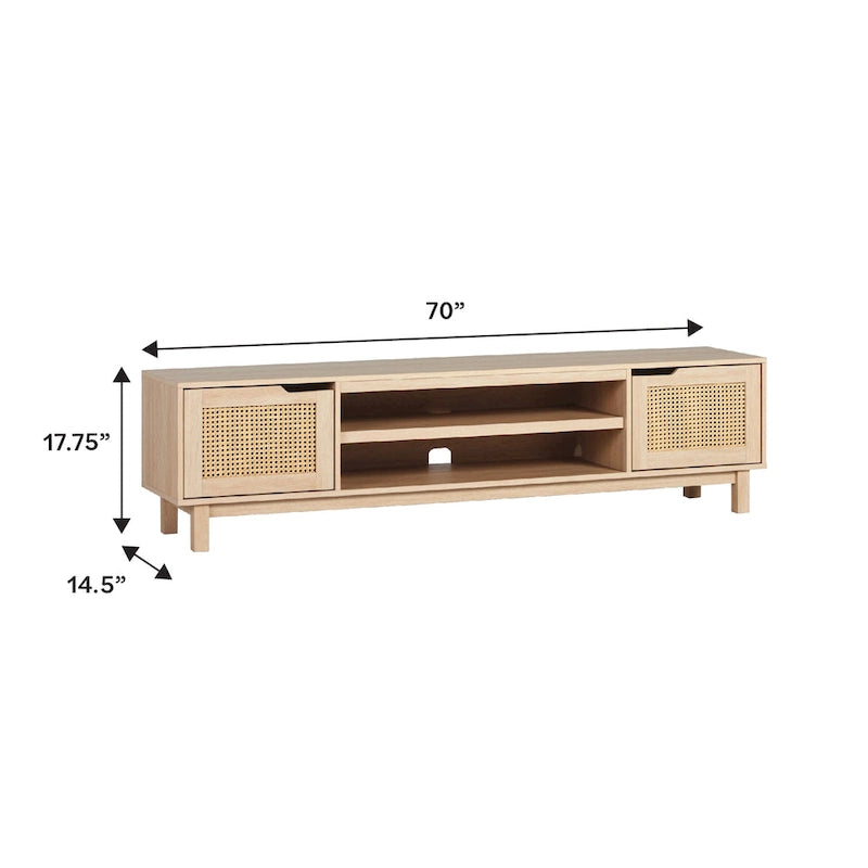 Meuble TV scandinave en rotin synthétique avec porte Middlebrook Designs