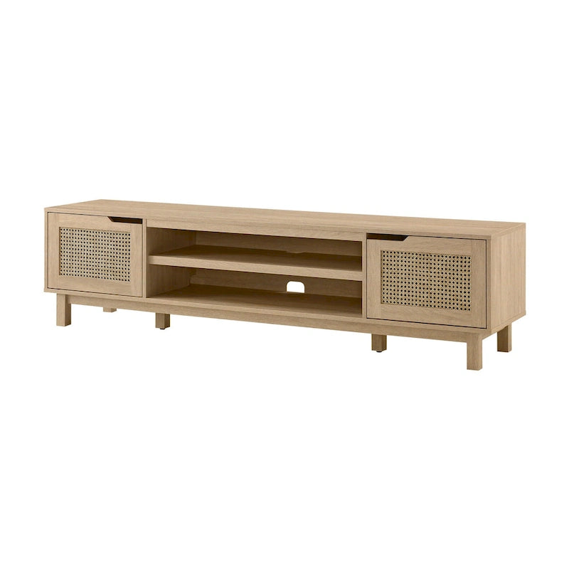 Meuble TV scandinave en rotin synthétique avec porte Middlebrook Designs