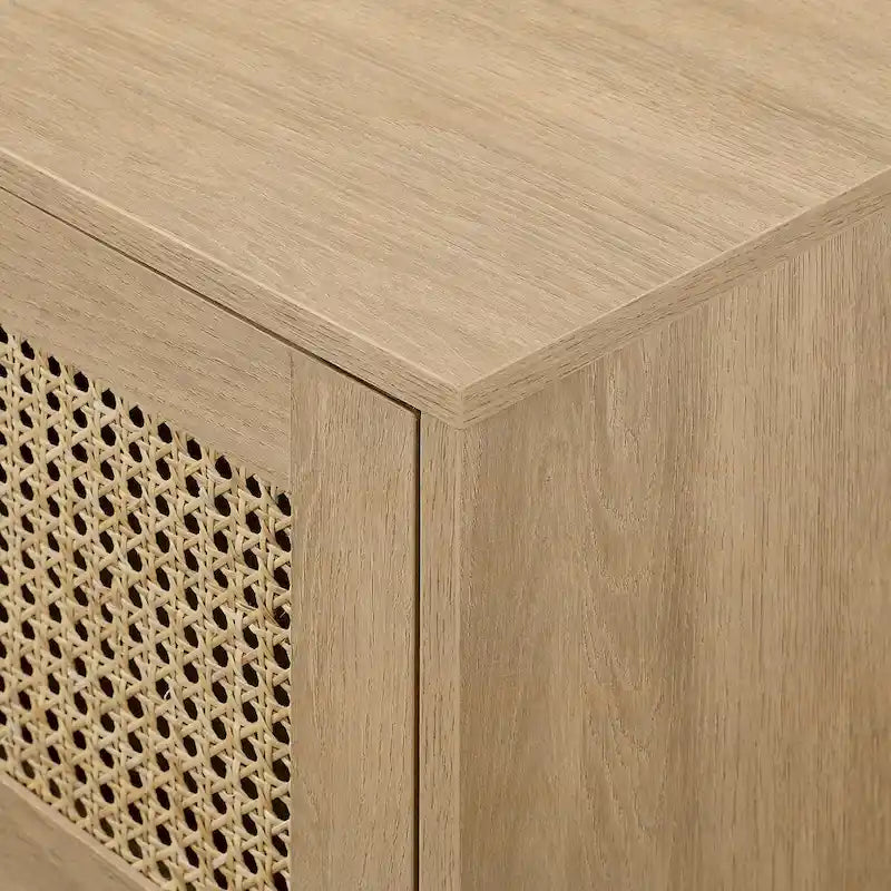 Meuble TV scandinave en rotin synthétique avec porte Middlebrook Designs