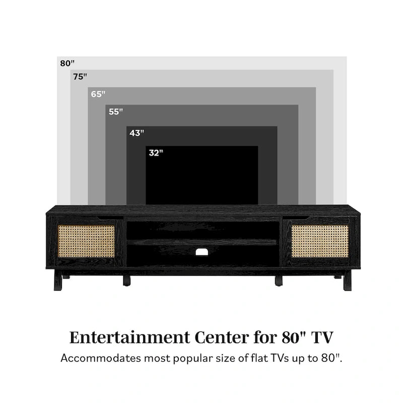 Meuble TV scandinave en rotin synthétique avec porte Middlebrook Designs