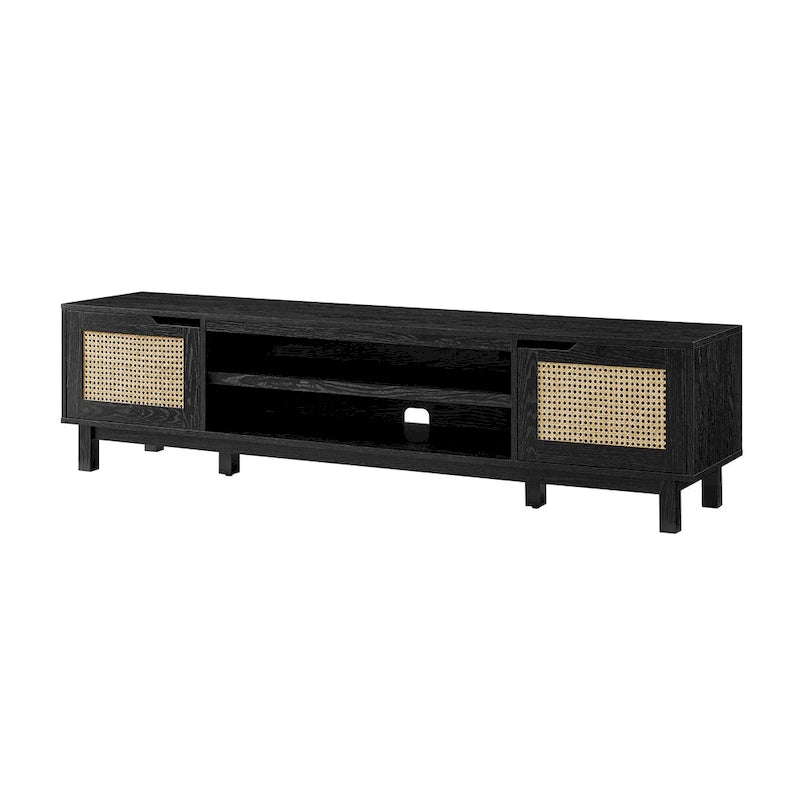 Meuble TV scandinave en rotin synthétique avec porte Middlebrook Designs
