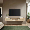 Meuble TV flottant Middlebrook Scandi 70 pouces avec portes en similicuir tressé