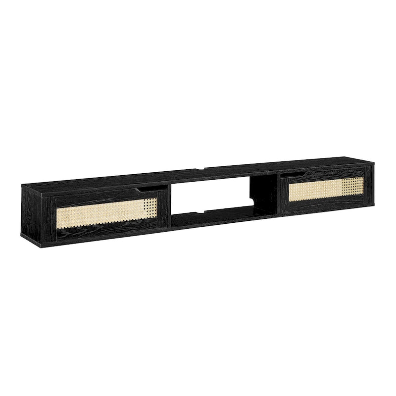 Meuble TV flottant Middlebrook Scandi 70 pouces avec portes en similicuir tressé