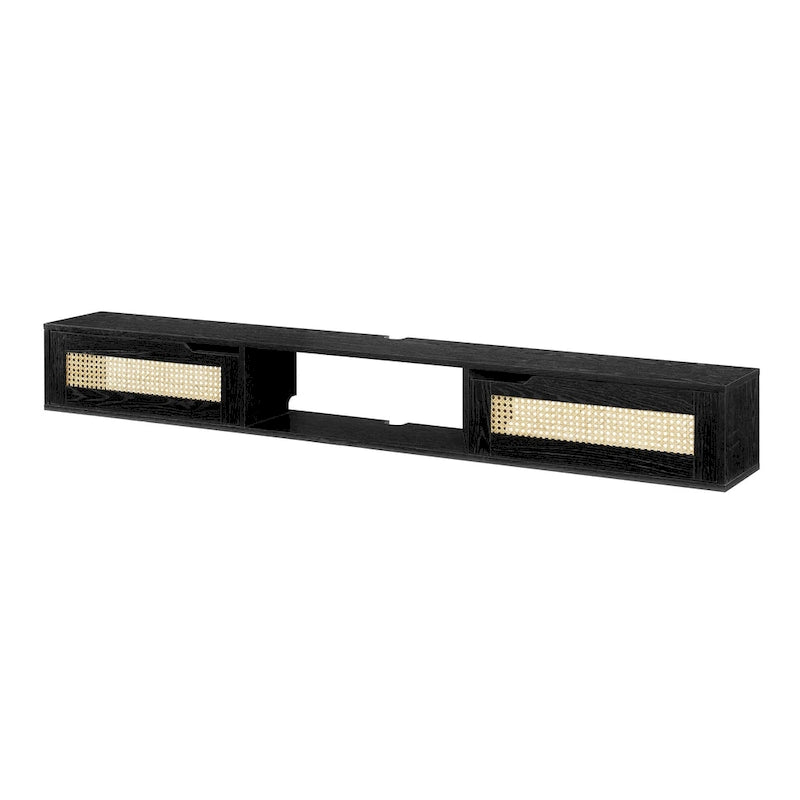 Meuble TV flottant Middlebrook Scandi 70 pouces avec portes en similicuir tressé