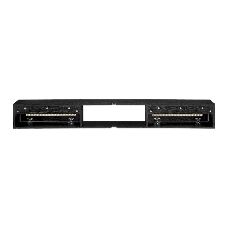 Meuble TV flottant Middlebrook Scandi 70 pouces avec portes en similicuir tressé