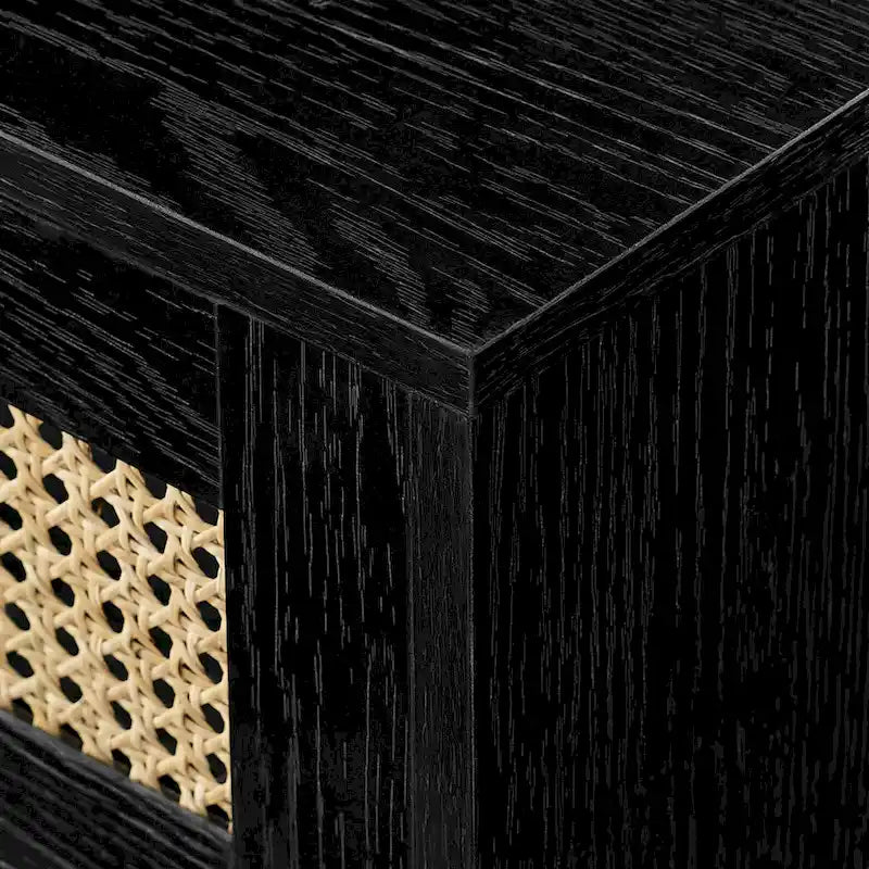Meuble TV flottant Middlebrook Scandi 70 pouces avec portes en similicuir tressé