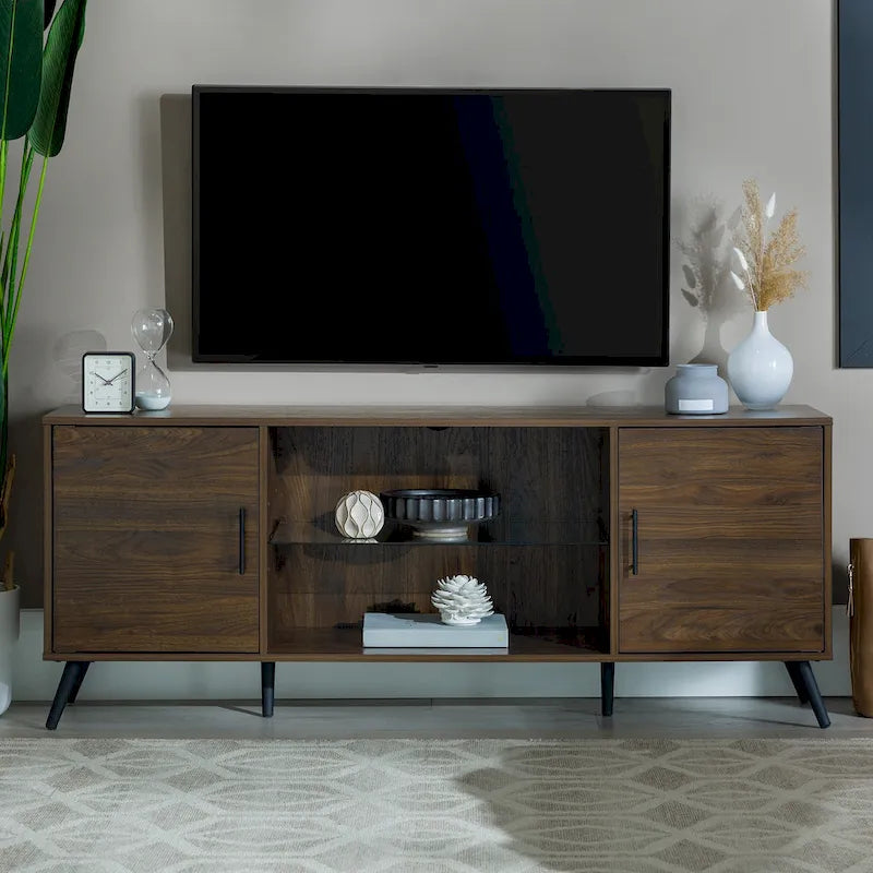 Meuble TV à 2 portes de 60 pouces de style moderne du milieu du siècle Middlebrook