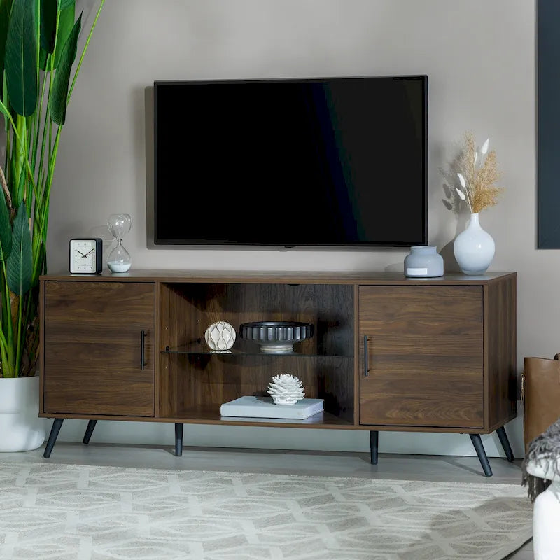Meuble TV à 2 portes de 60 pouces de style moderne du milieu du siècle Middlebrook