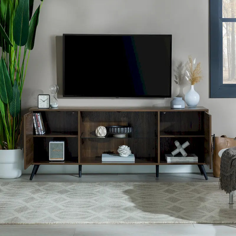 Meuble TV à 2 portes de 60 pouces de style moderne du milieu du siècle Middlebrook
