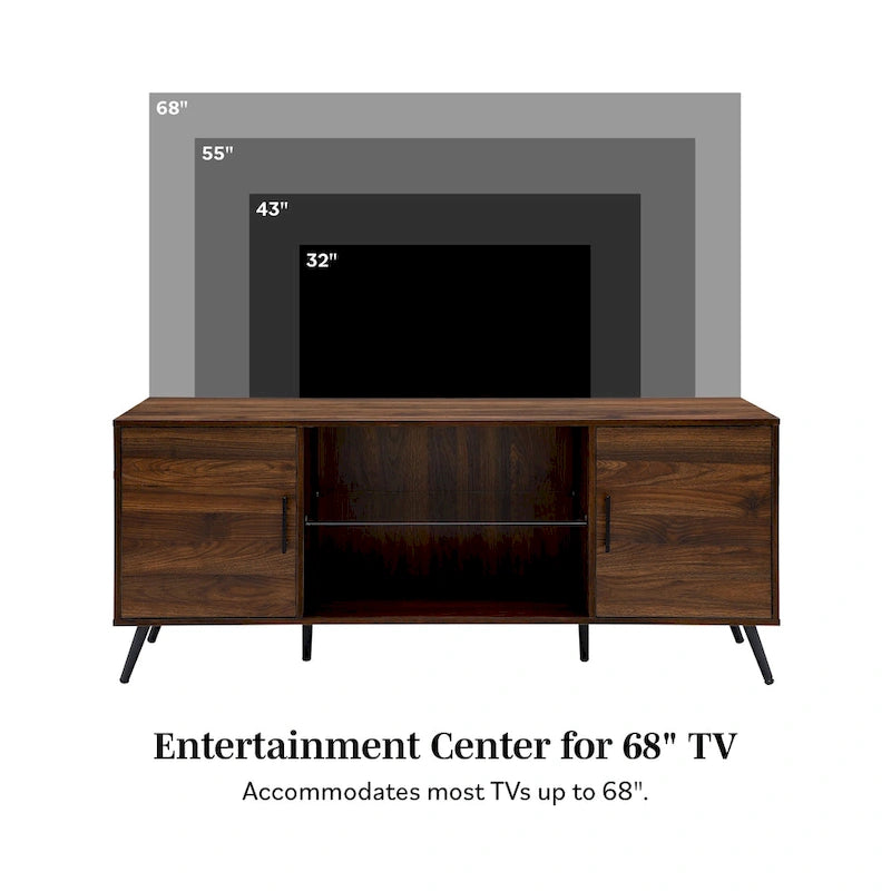 Meuble TV à 2 portes de 60 pouces de style moderne du milieu du siècle Middlebrook