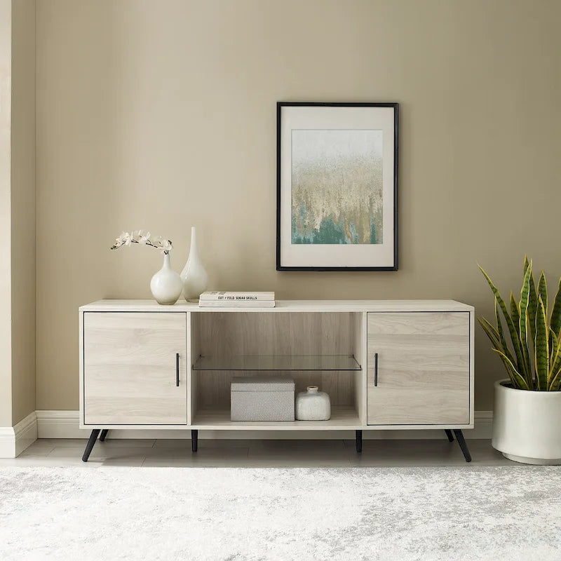 Meuble TV à 2 portes de 60 pouces de style moderne du milieu du siècle Middlebrook