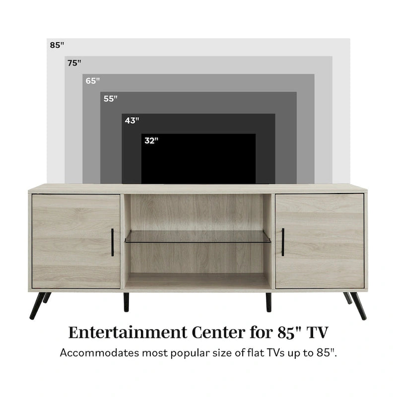 Meuble TV à 2 portes de 60 pouces de style moderne du milieu du siècle Middlebrook