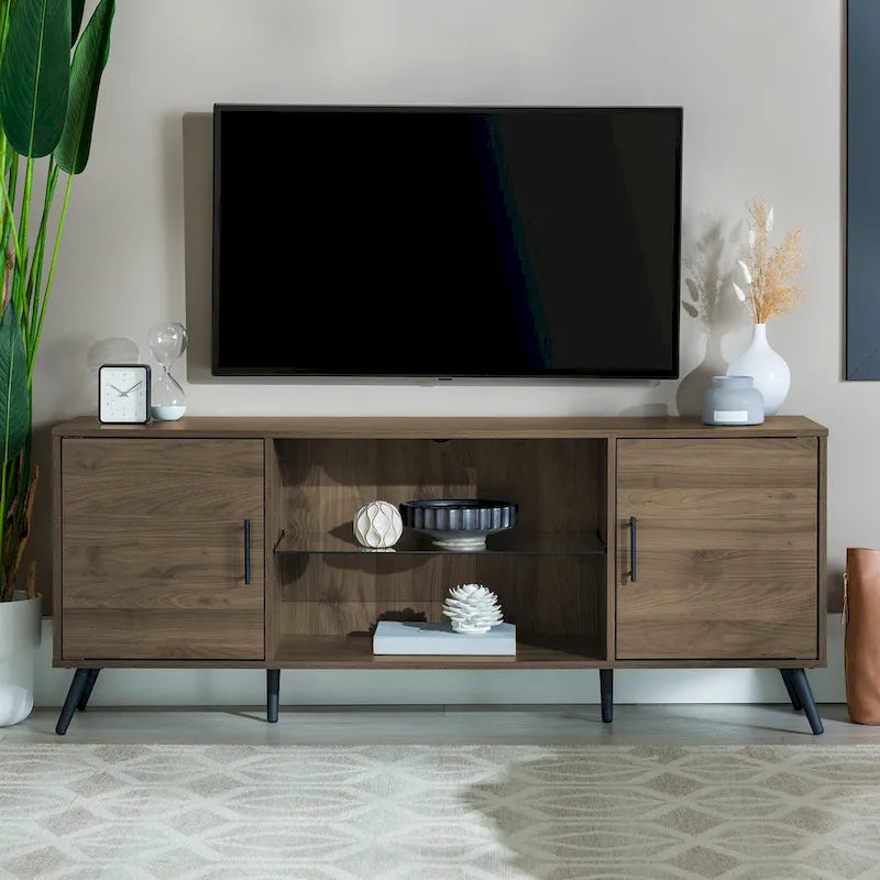 Meuble TV à 2 portes de 60 pouces de style moderne du milieu du siècle Middlebrook
