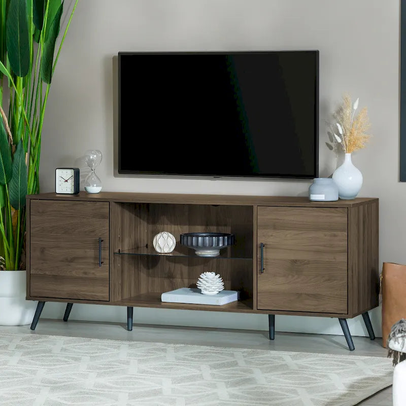 Meuble TV à 2 portes de 60 pouces de style moderne du milieu du siècle Middlebrook