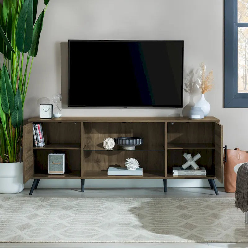 Meuble TV à 2 portes de 60 pouces de style moderne du milieu du siècle Middlebrook