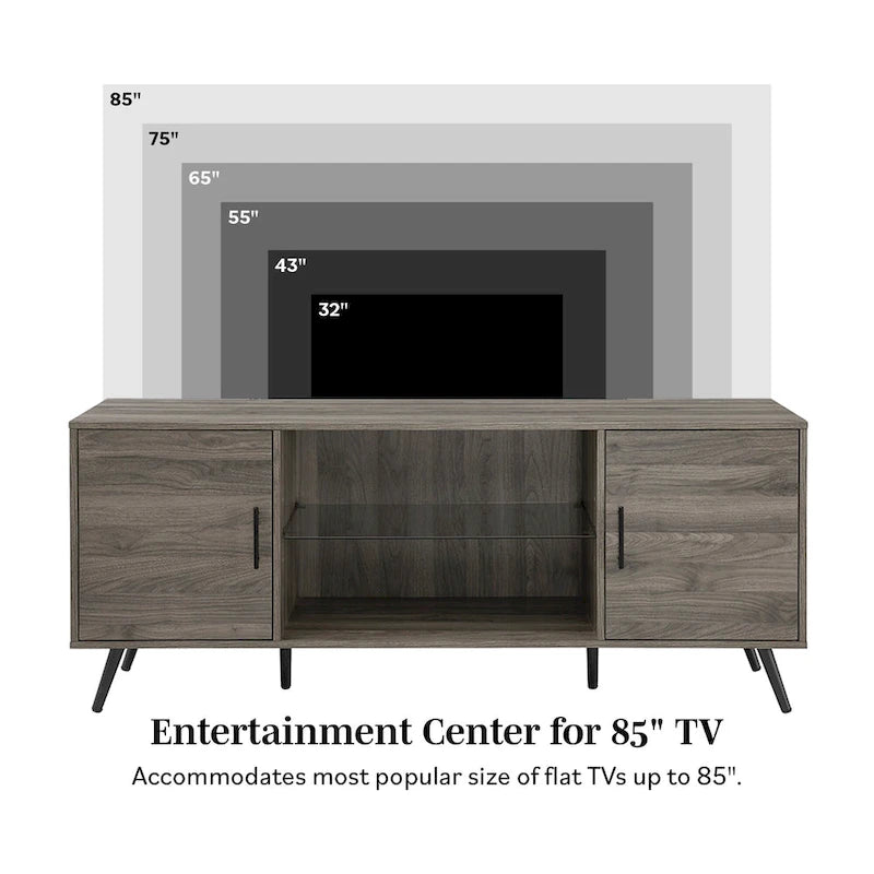 Meuble TV à 2 portes de 60 pouces de style moderne du milieu du siècle Middlebrook