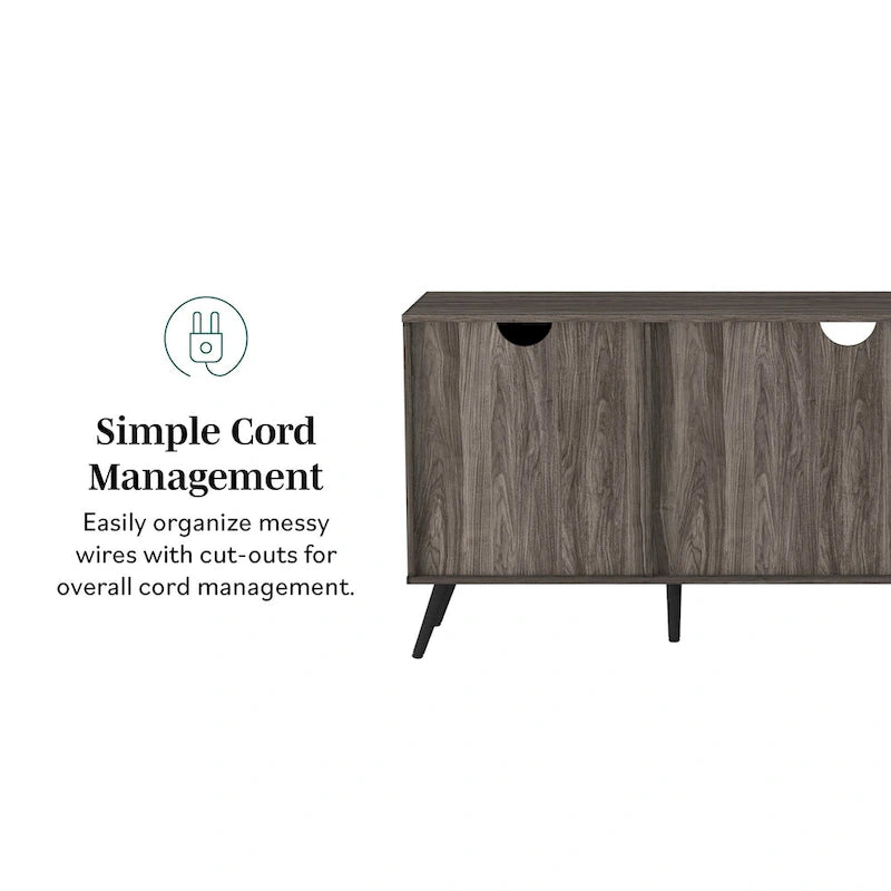 Meuble TV à 2 portes de 60 pouces de style moderne du milieu du siècle Middlebrook