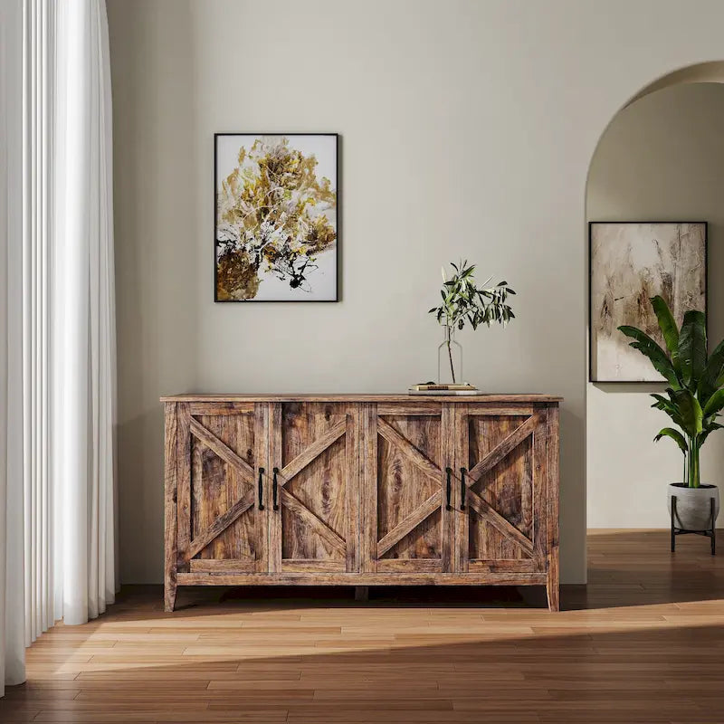 Meuble TV moderne de 150 cm avec portes et étagères