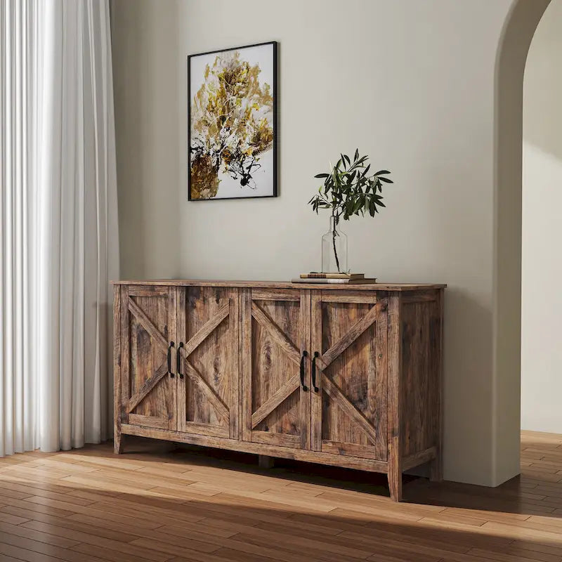 Meuble TV moderne de 150 cm avec portes et étagères