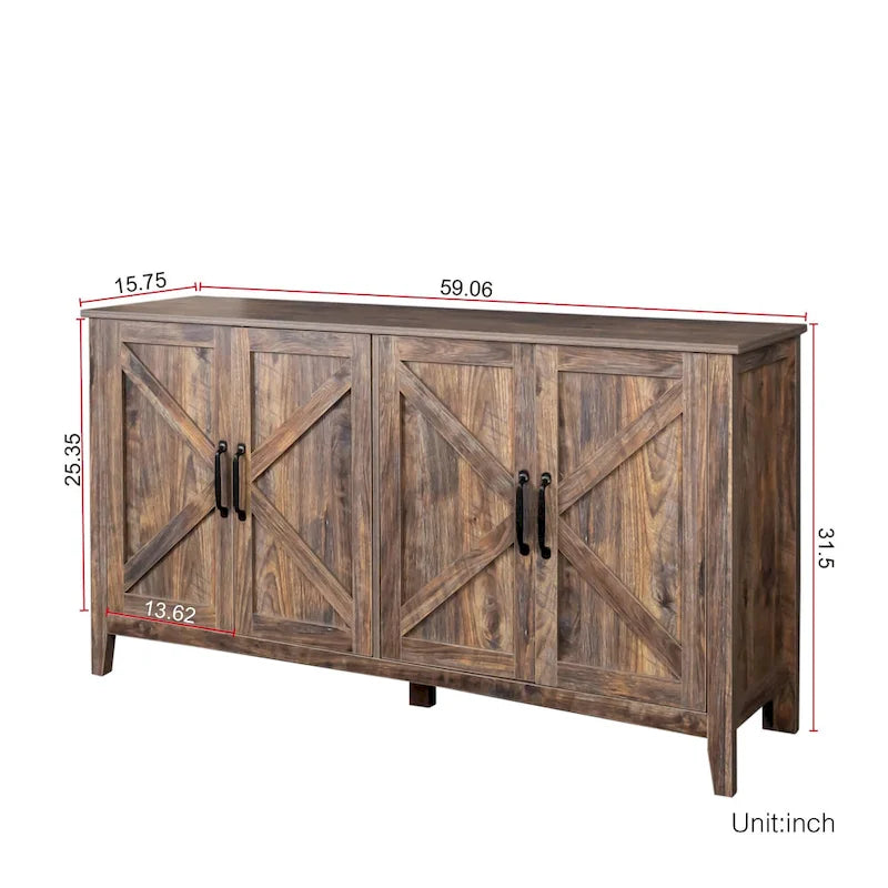 Meuble TV moderne de 150 cm avec portes et étagères