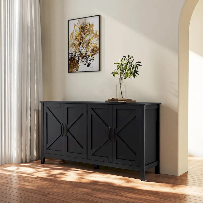Meuble TV moderne de 150 cm avec portes et étagères