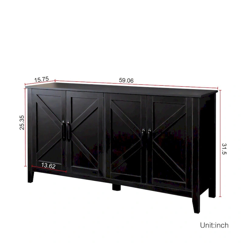 Meuble TV moderne de 150 cm avec portes et étagères