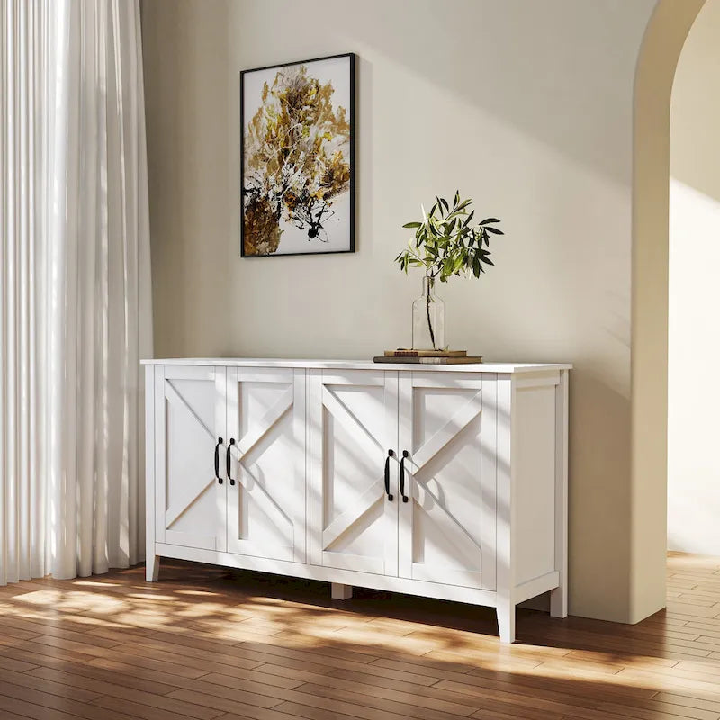 Meuble TV moderne de 150 cm avec portes et étagères