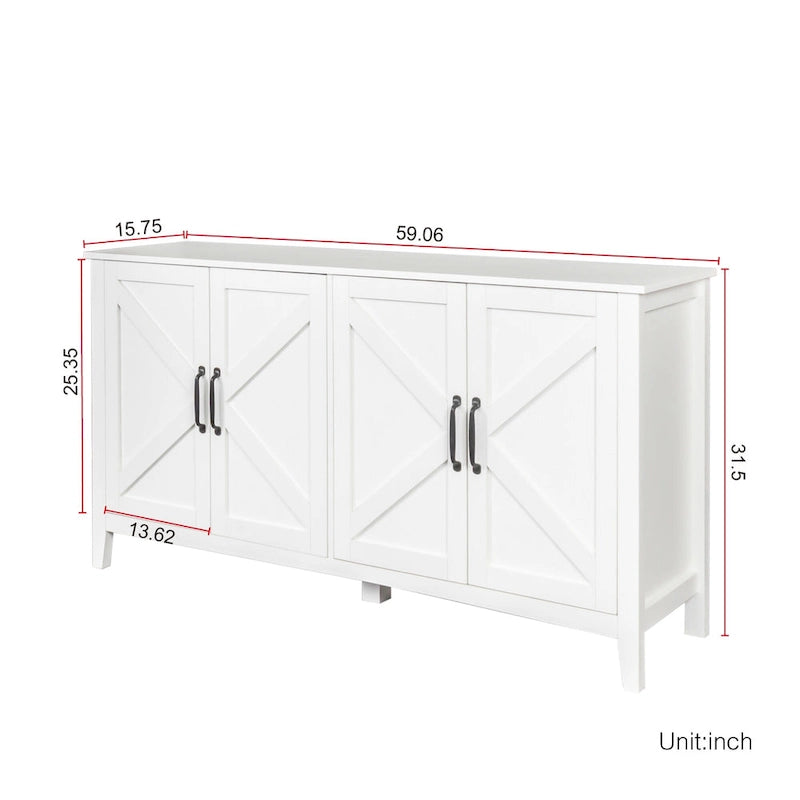 Meuble TV moderne de 150 cm avec portes et étagères