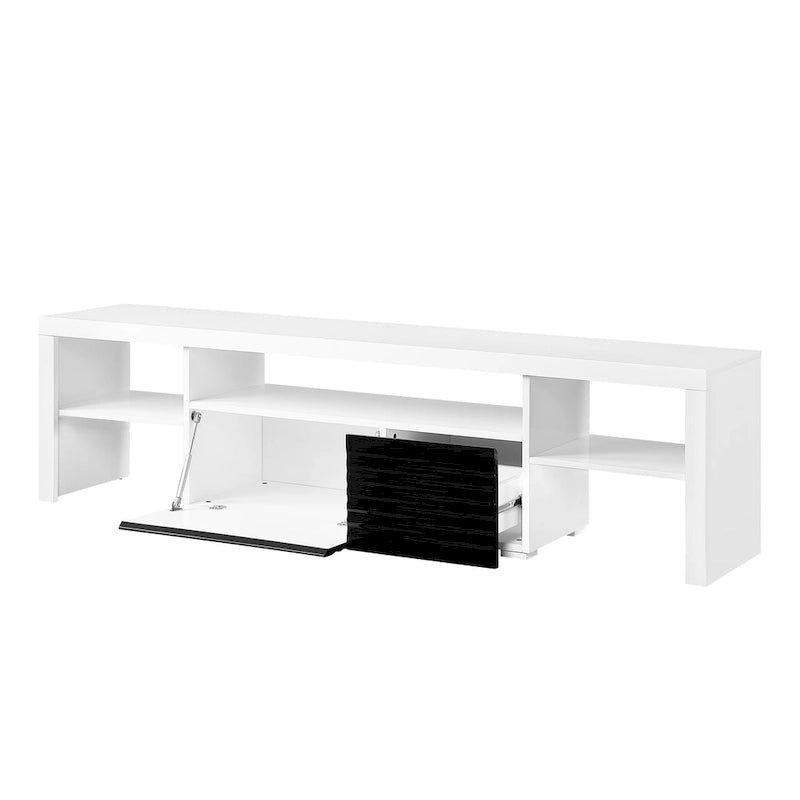 Meuble TV moderne blanc 75 avec tiroir extensible et étagère pour téléviseurs 80
