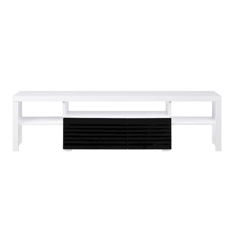 Meuble TV moderne blanc 75 avec tiroir extensible et étagère pour téléviseurs 80