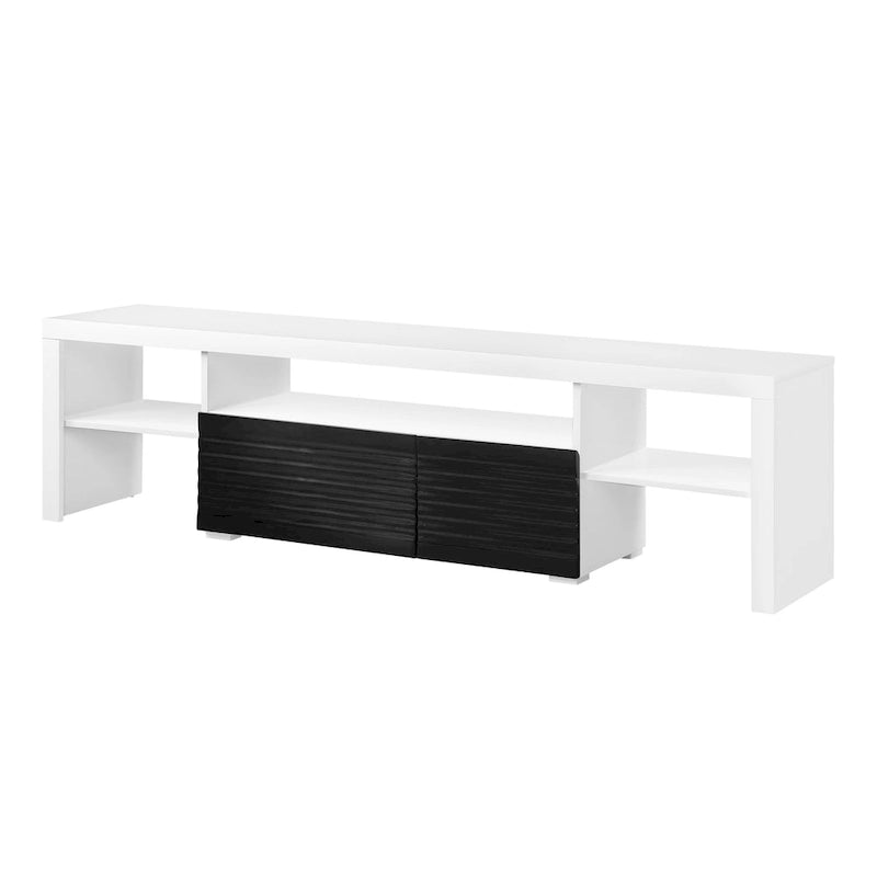 Meuble TV moderne blanc 75 avec tiroir extensible et étagère pour téléviseurs 80