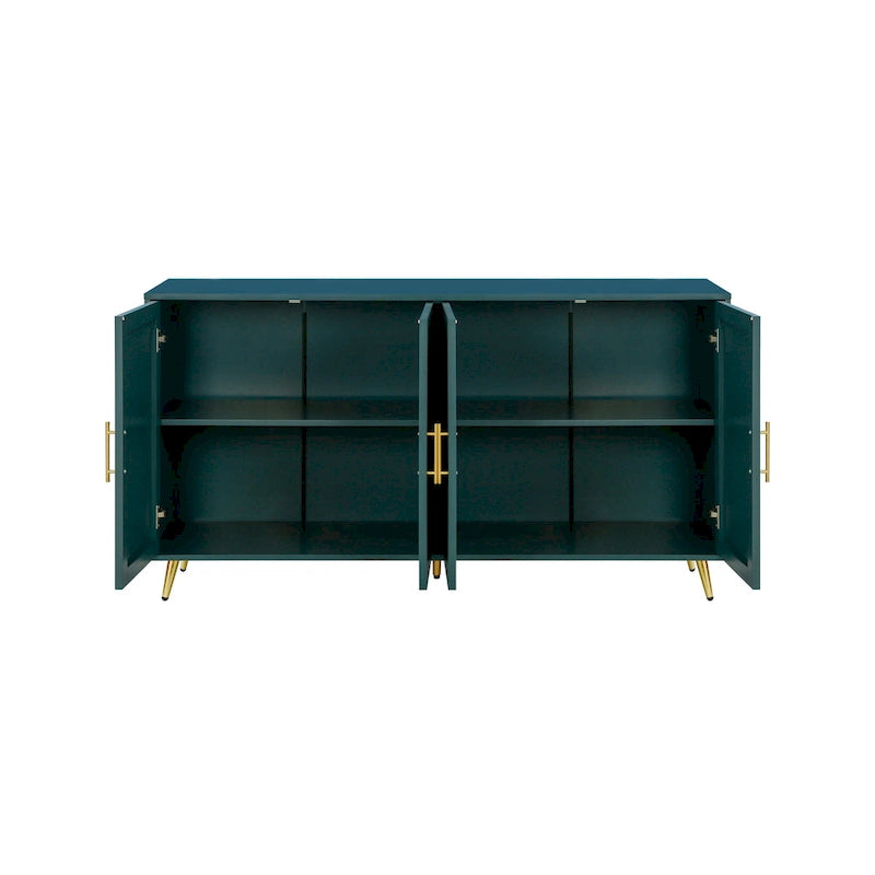Meuble TV de 60 po avec poignées antiques, rangement et tablettes réglables