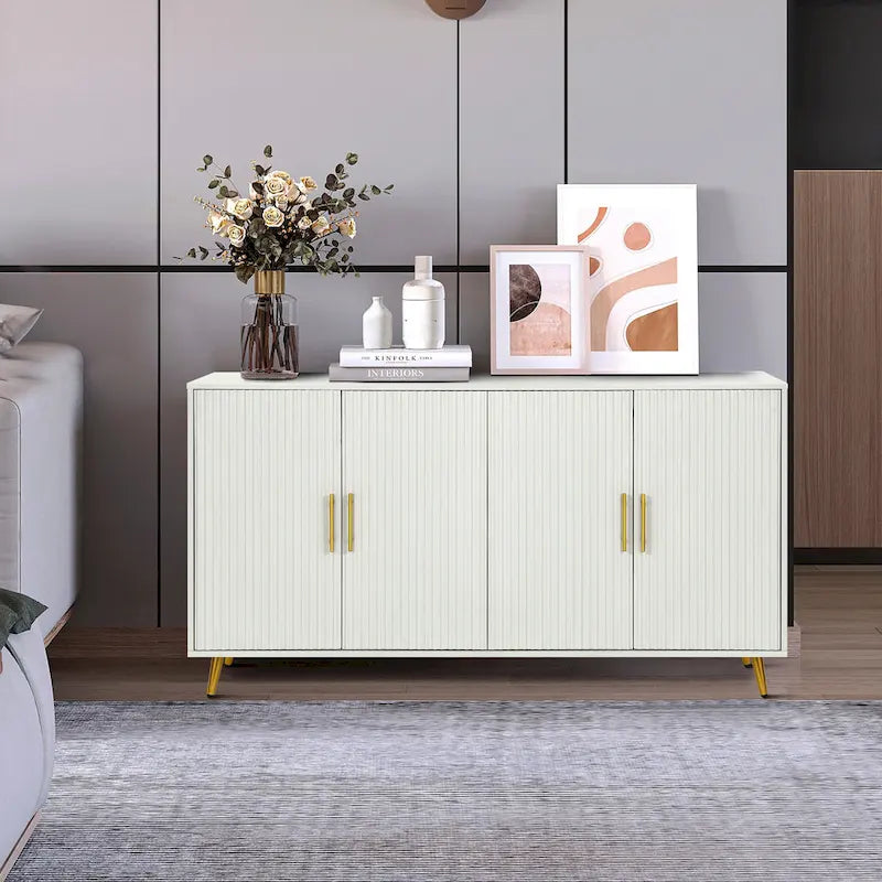 Meuble TV de 60 po avec poignées antiques, rangement et tablettes réglables