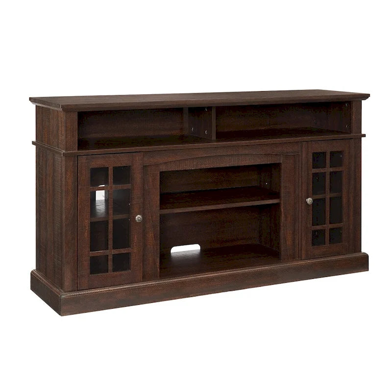 Meuble TV Espresso Classic 58,25 po avec rangement ouvert et fermé pour téléviseurs de 65 po