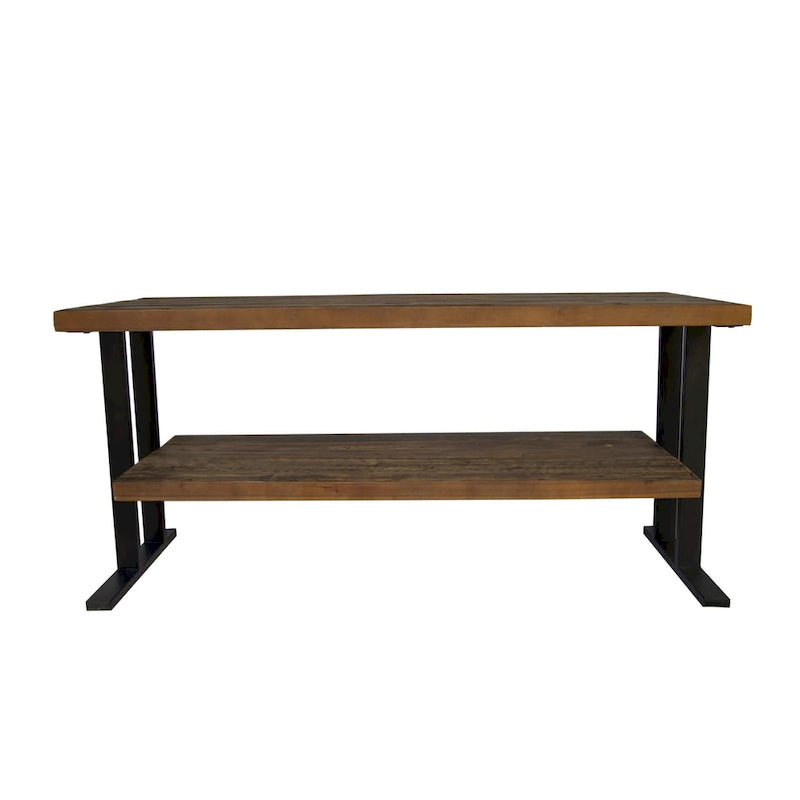 Table console média avec une étagère pour votre intérieur, en bois de récupération naturel et finition noire