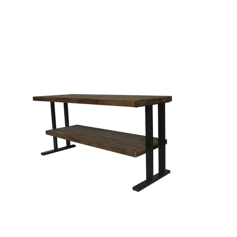 Table console média avec une étagère pour votre intérieur, en bois de récupération naturel et finition noire