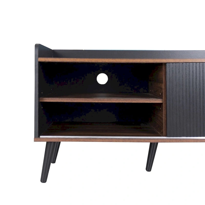 Meuble TV brun foncé noir style moderne milieu de siècle de 160 cm