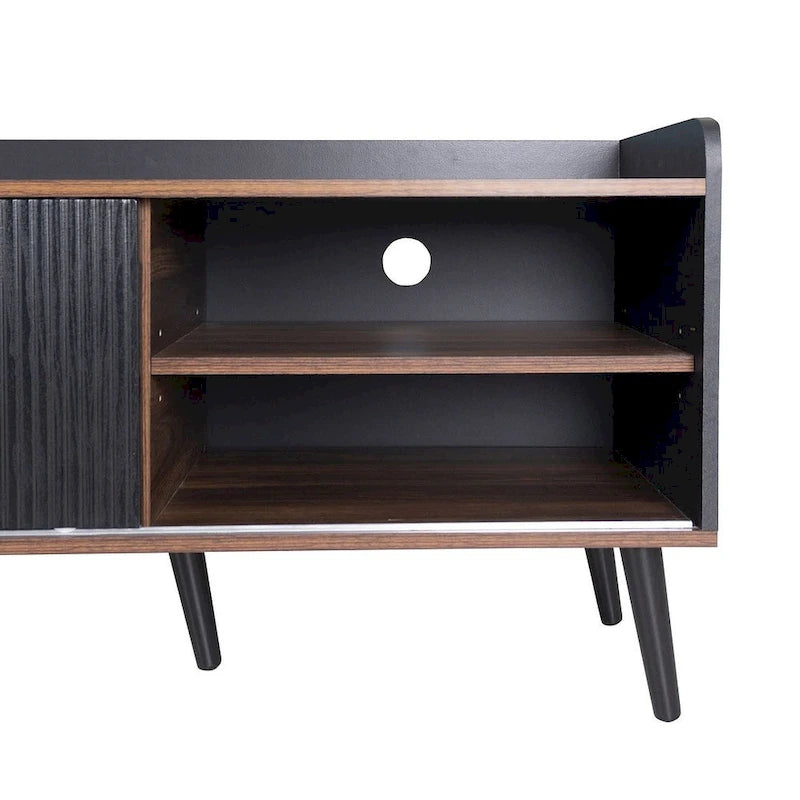 Meuble TV brun foncé noir style moderne milieu de siècle de 160 cm